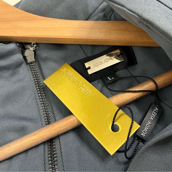 Alexia Admor Katrina Military Midi Sheath Dress Size Large Gray Cap Sleeve - Picture 4 of 4